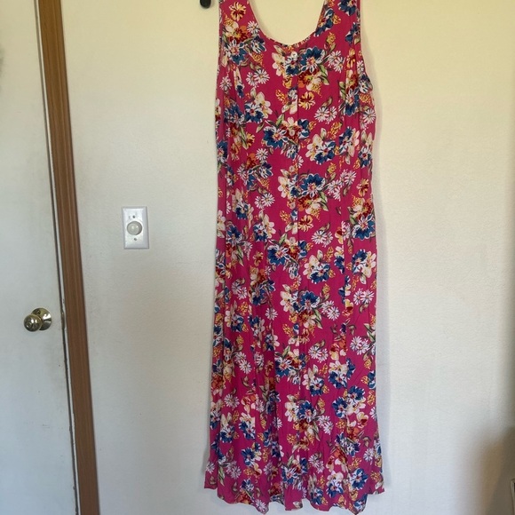 Koret pink floral Button-down Large summer dress size - Picture 1 of 10
